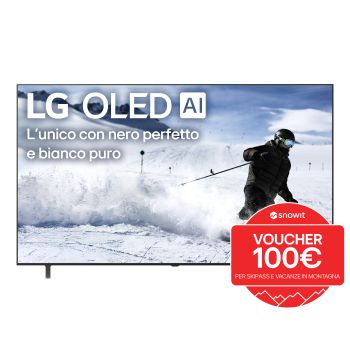Vista frontale di TV 77 pollici LG OLED AI B5 4K Smart TV 2025 OLED77B56LA